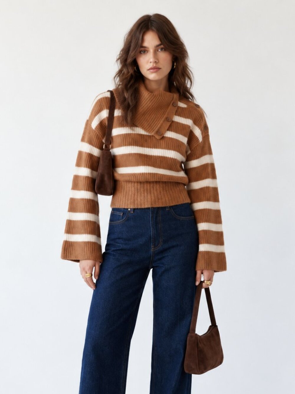Maeve Anthropologie 100% Cashmere Striped Bell Sleeve Sweater XS